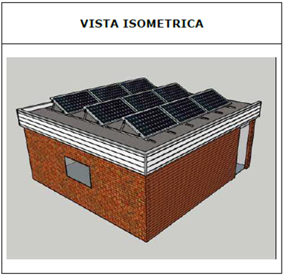 Figura 2. Vista isométrica de la propuesta de instalación del sistema solar fotovoltaico sobre cubierta.