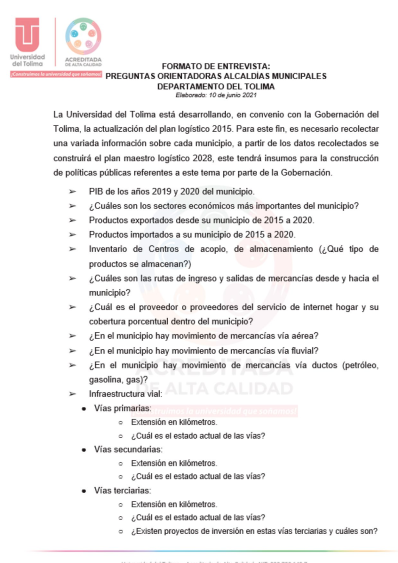 Cuestionario
estructurado para municipios